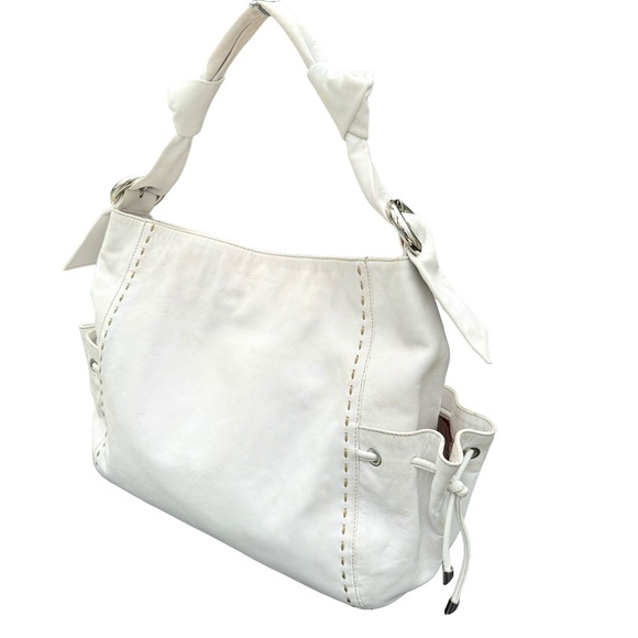 Francesco Biasia Large White Leather Hobo Bag Italian Shoulder Bag Womens - Picture 4 of 17